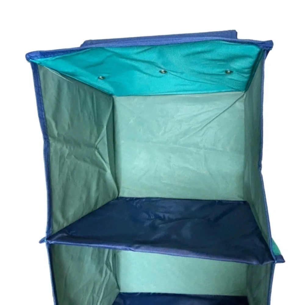 Storage 6 Shelf Organizer Space Saver Blue Fabric Over Closet Rod Hanging